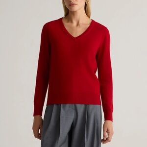 QUINCE 100% Cashmere V-Neck Sweater Size XL Red EUC
